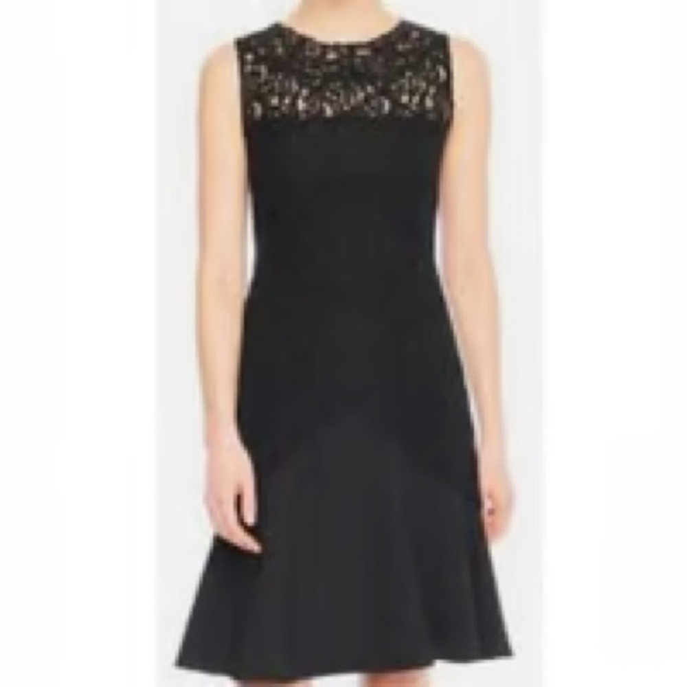 Karl Lagerfeld Black Lace Yoke Mini Dress